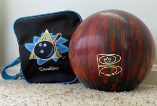 Brunswick 10lb Bowling Ball Rare Vintage Multi - Color Zone With Excalibur Bag