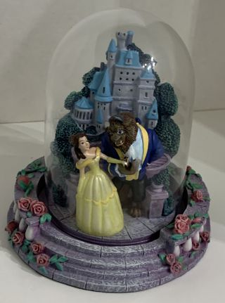 Disney Beauty And The Beast Glass Dome Removable 5” Rare