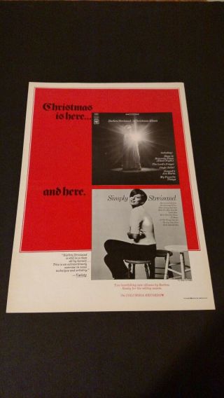 Barbra Streisand Christmas Album (1967) Rare Print Promo Poster Ad