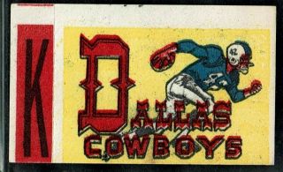 1961 Topps Football Dallas Cowboys Flocked Sticker Insert 35 Ex,  Rare Odd - Ball