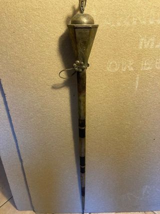 Antique German Prussian Coat Of Arms Brass Wood Eagle Scepter Septer
