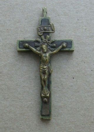 Antique Metal Wood Roman Catholic Religious Crucifix Pendant Christ Cross Part E