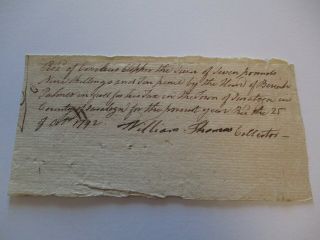 18th Century American Antique Order Letter Document From Signed William Thomas
