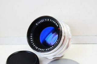 RARE Silver Carl Zeiss Jena Biotar RED T 1:2 F=58 MM SLR lens M42 mount EXC 2