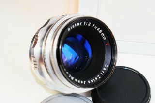 RARE Silver Carl Zeiss Jena Biotar RED T 1:2 F=58 MM SLR lens M42 mount EXC 3