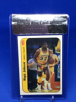 1986 - 87 Fleer Basketball Magic Johnson Sticker Bgs 8.  5 Rcr 7 Rare Lakers