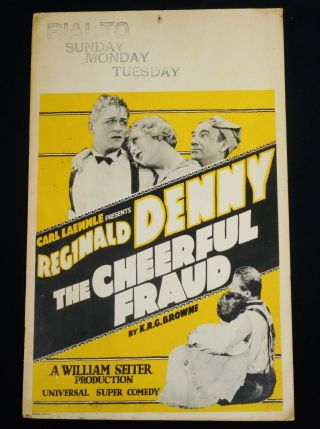 The Cheerful Fraud 1926 Reginald Denny Extremely Rare Universal Movie Poster