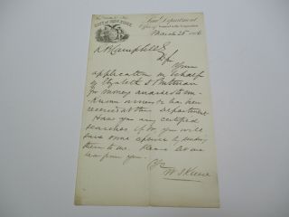 Historic Document Antique Signed Autograph Letter York Law Department 1866