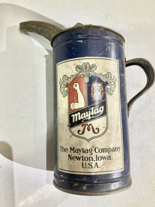 Antique Maytag Multi Motor Fuel Mixing Can.  Old Oil.  Advertisment.