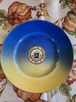 Antique University Of Michigan Royal Vitreuus 1896 Football Plate 10” Maddock