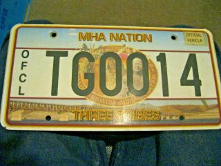 Rare N.  Dakota Three Tribes Mha Official Vehicle License Plate Flat N/mint