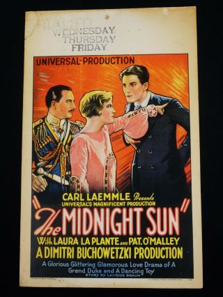 The Midnight Sun 1926 Laura La Plante Rare Morgan Stone Litho Movie Poster