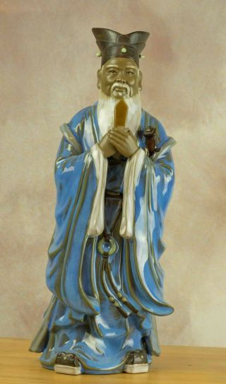 Large Shiwan Mudman Confucius Figure Chinese Pottery 33 Cm High