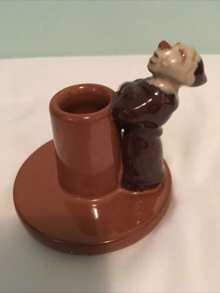 Rare Funi Island Pottery Iceland Redware Monk Candle/toothpick Holder
