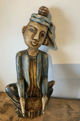 Slovakian Or East European Carved Wooden Statue.  Decorative Carving.