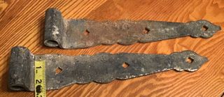 Antique Barn Door Gate Strap Hinges Hand Forged Iron Farm Rustic Primitive 12”