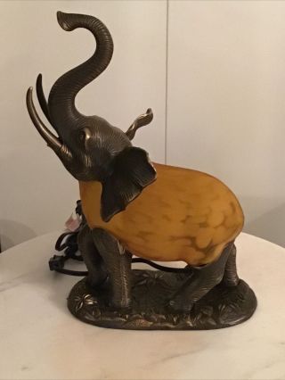Rare 1997 Tin Chi Elephant Accent Lamp Andrea By Sadek Brass Bronze Tone