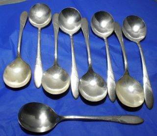 9 Lady Hamilton Round Gumbo Soup Spoons - 1932 - Silverplate Community Oneida