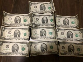 1976 Uncirculated Rare $2 Two Dollar Bills With Consecutive Serial Numbers