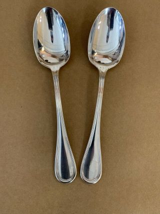 Christofle Albi Silver Plate Pair 7.  5” Tablespoons Spoons Paris France Set Of 2