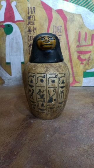 Large Canop Egyptian Antiques Sekhmet Goddess Statue Canopic Jar Model Stone
