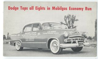 Mobilgas Economy Run - 1953 Dodge - Ad Postcard - Rare