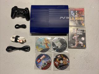 Sony Playstation 3 Superslim 250gb Azurite Blue With 6 Games Bundle Ps3 Rare