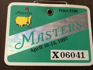 1997 MASTERS BADGE TICKET AUGUSTA NATIONAL GOLF PGA TIGER WOODS WINS VERY RARE 3