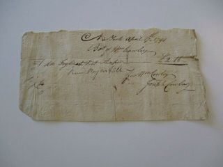 Antique 18th Century Receipt Historic Documents American York 1791 Joseph