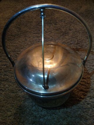 Antique,  Old,  Rare Poole Silver Co Silverplate Glass Ice Bucket