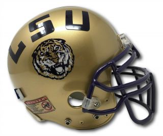 LSU Tigers Authentic Game Worn Schutt Gold Football Helmet Rare 3