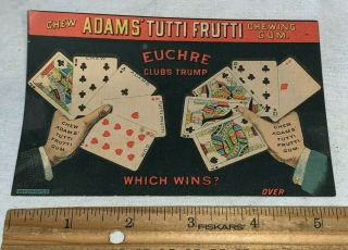 Antique Adams Tutti Frutti Chewing Gum Candy Euchre Victorian Trade Playing Card