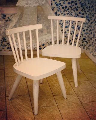 Vintage 1:12 Bodo Hennig Dollhouse Miniature White Chair Set