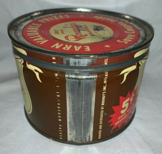 ANTIQUE ROUNDY ' S COFFEE TIN LITHO 1LB KEYWIND CAN MILWAUKEE WI GROCERY STORE OLD 2