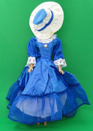 Vintage Barbie Clone Mommy Home Made Elegant Dress Gown Blue With Hat