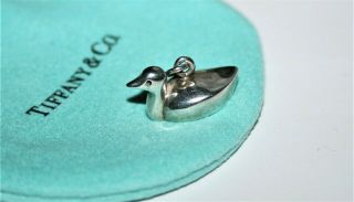 Rare Authentic Tiffany & Co.  Sterling Silver Duck Charm / Small Pendant W/ Pouch