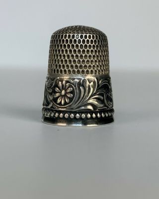 Antique Sterling Silver Thimble Simons Bros Monogrammed M