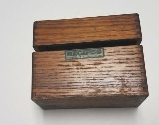 Antique Vintage Dove Tail Wooden Recipes Kitchen Lidded Hinged Box