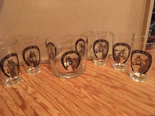 Rare Official Kentucky Derby Glass Bowl (5) Glasses,  1934,  1944,  1947,  1948 1949