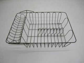 Antique Vtg Primitive Kitchen Metal Wire Dish Drainer & Silverware Drying Rack