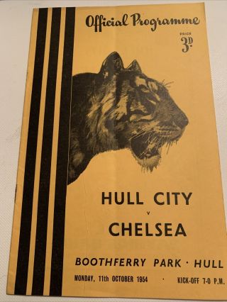Hull City V Chelsea 11/10/1954 (chelsea Championship Season) Rare
