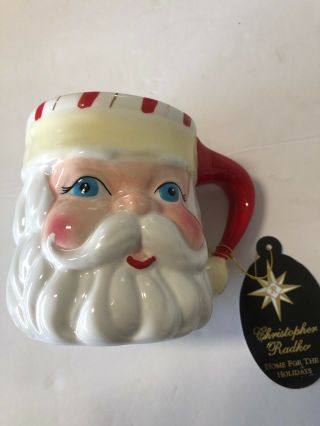 Vintage Old Christopher Radko Santa Claus Mug Porcelain Rare Christmas 4” Tall