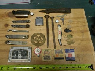 Junk Drawer Antiques Can Openers,  Match Boxes Schrader Tire Gauge Lighter More