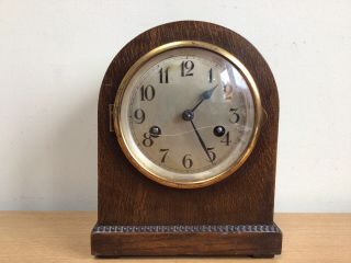 Vintage German Wooden Mantle Clock