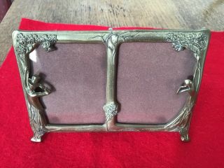 Double Solid Brass Art Deco Picture Frame Standing