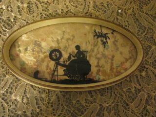 Antique Mirror Dresser Vanity Tray Reverse Paint Victorian Lady Silhouette