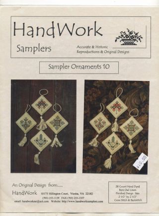 HandWork SAMPLER ORNAMENTS 10 4 Cross Stitch Charts Christmas / folk art RARE 2