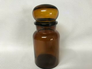 Vintage Amber Brown Bubble Top Glass Apothecary Canister Jar Belgium 9 "