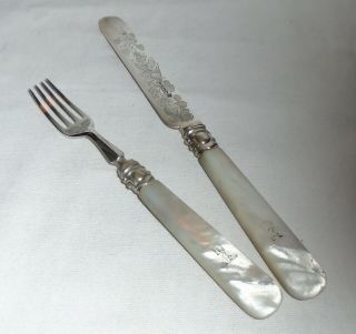 Silver & Mother Of Pearl Knife & Fork,  Martin,  Hall & Co,  Sheffield 1866 & 1870