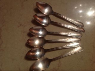 6 Antique Wm A Rogers A I Plus Oneida Ltd.  Meadowbrook Silverplate 4 1/2 " Spoon